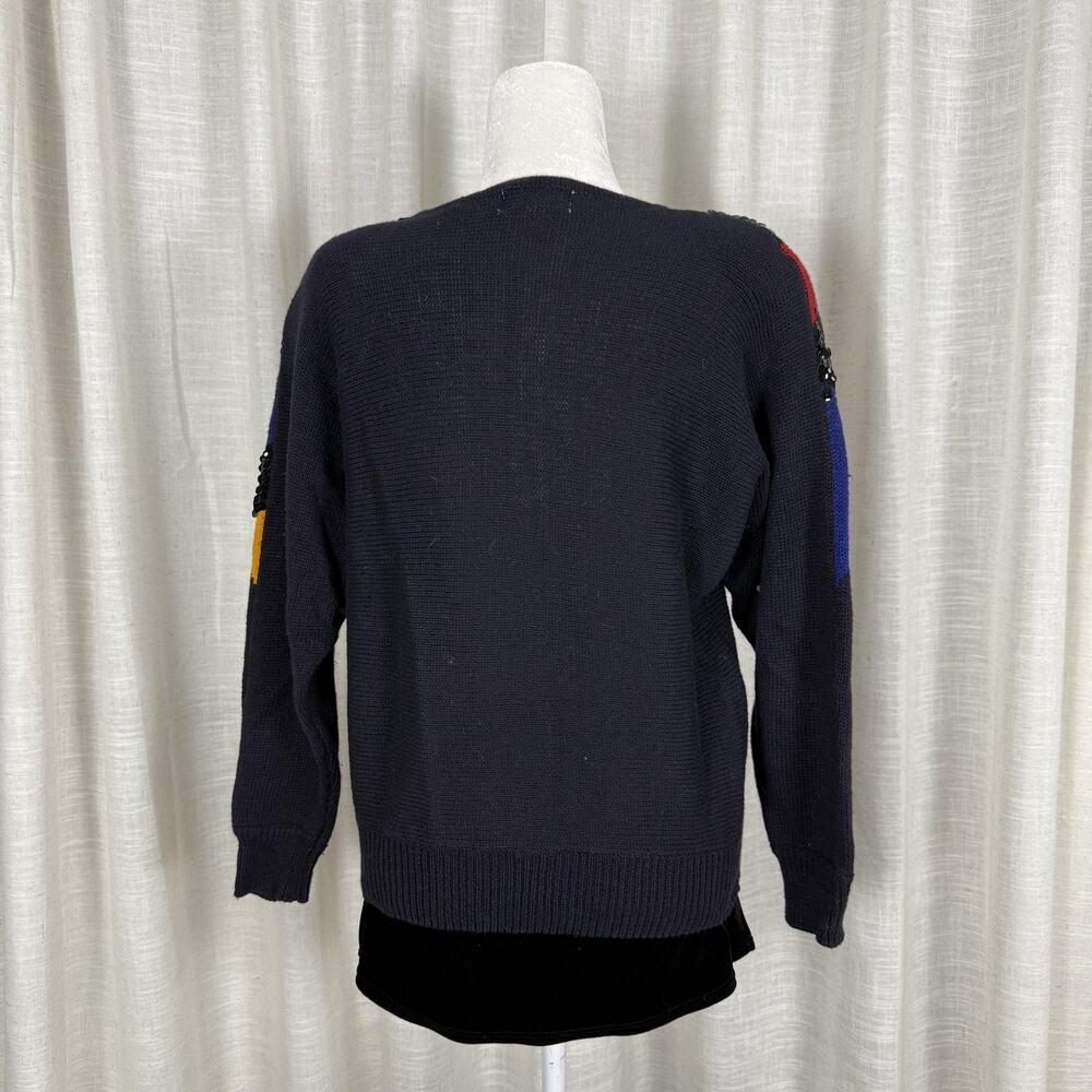 Vintage All Points By Reference Point Sweater Womens Large Multicolor Sequin 80s - Picture 4 of 8